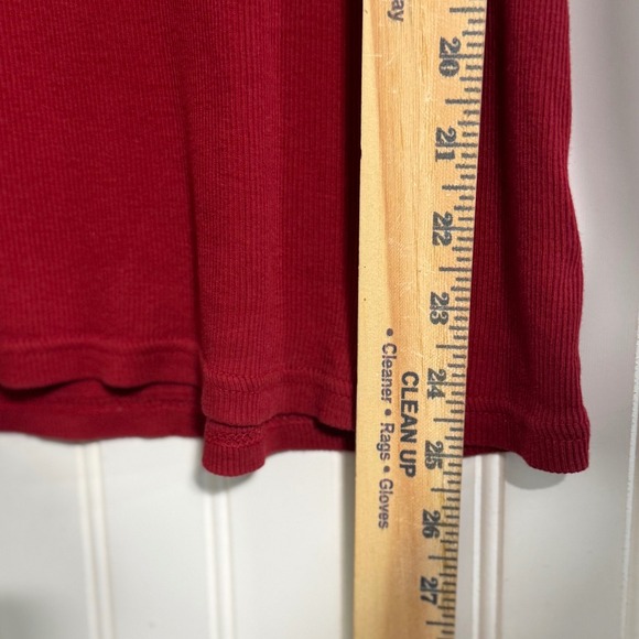 Faded Glory Women's XL Red Ribbed Tee Shirt Short Sleeve Tie Front Cotton 16/18 - Picture 6 of 9